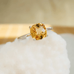 Rectangular Citrine Silver Ring