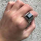 Onyx Ring for Men (Silver)