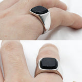 Men's Obsidian Ring (Silver)